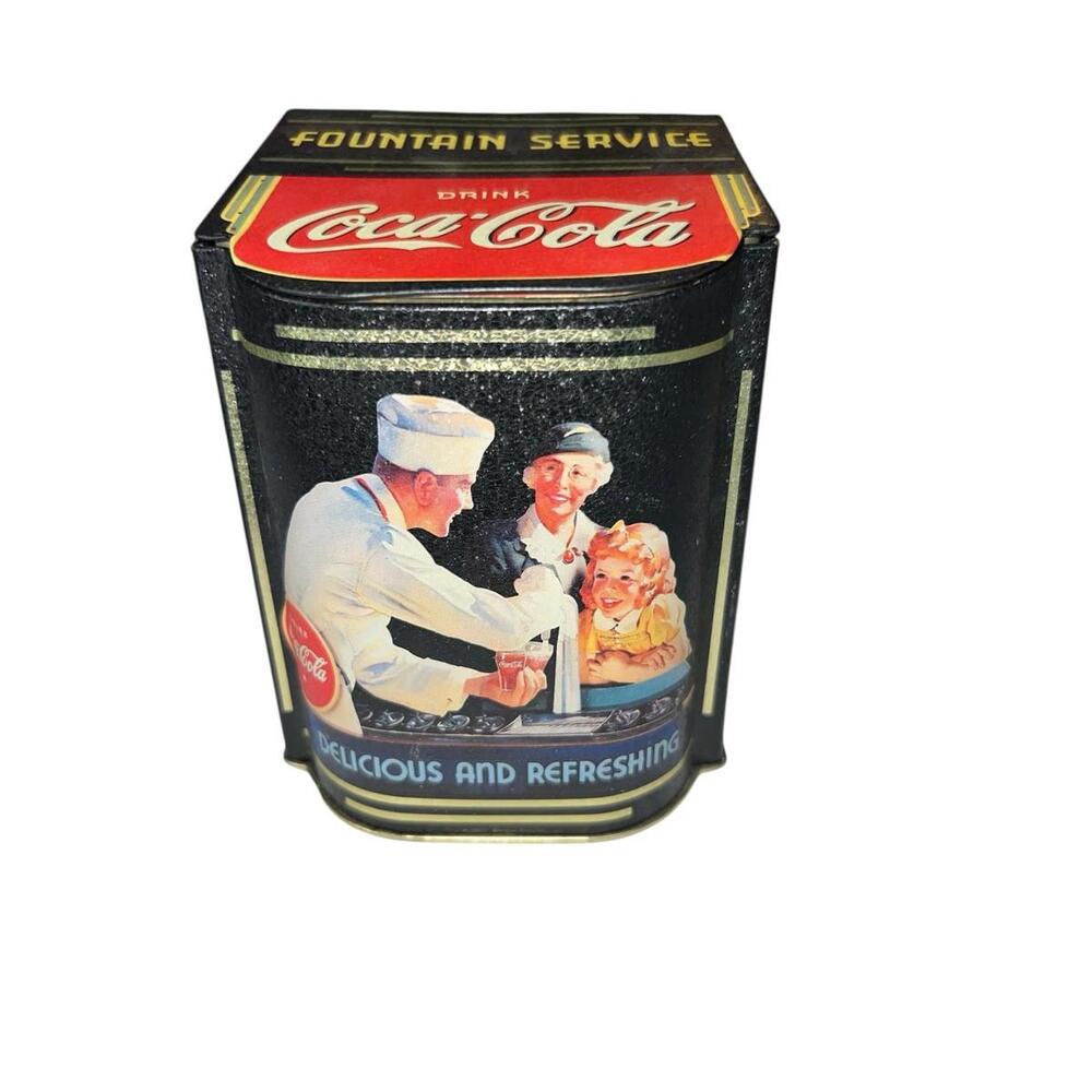 Vintage '90s Coca-Cola Collector Tin "Fountain Service" 5.5" x 4.25" Multicolor